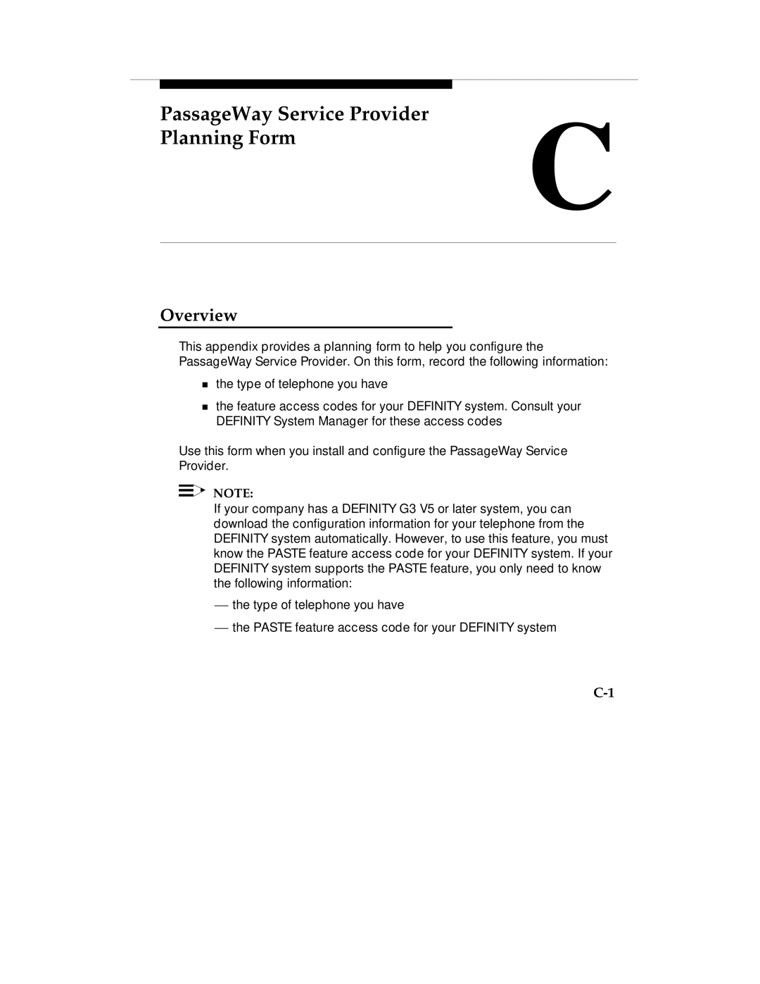 Lucent Technologies Comcode 108239393 manual PassageWay Service Provider Planning Form 