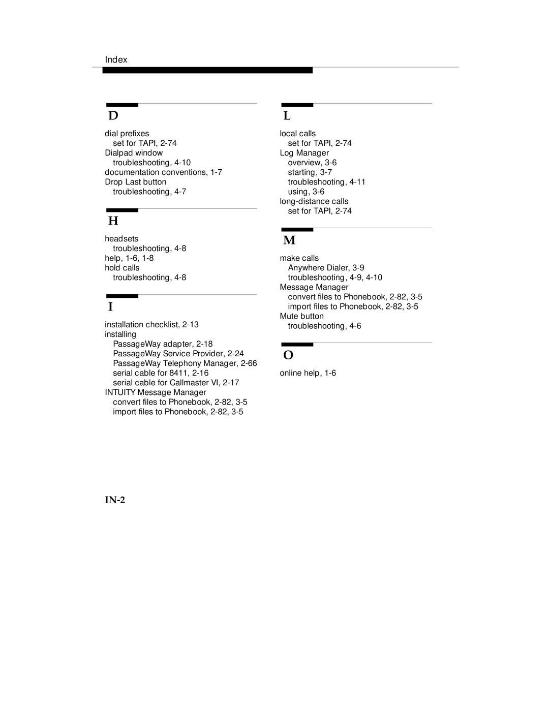 Lucent Technologies Comcode 108239393 manual IN-2, Index 