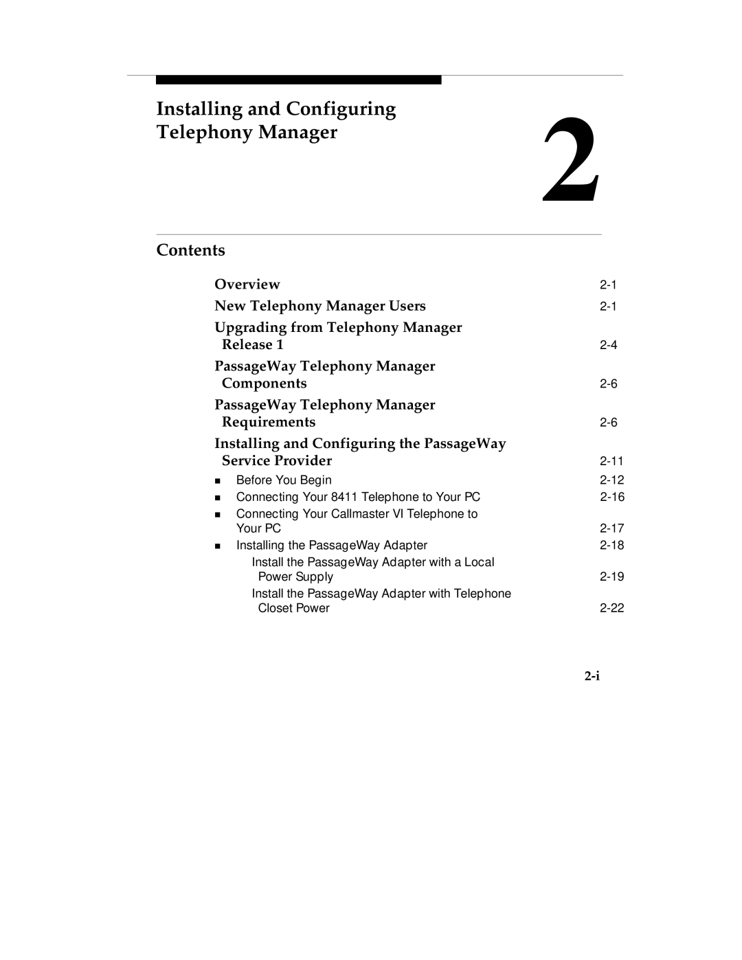 Lucent Technologies Comcode 108239393 manual Installing and Configuring Telephony Manager 