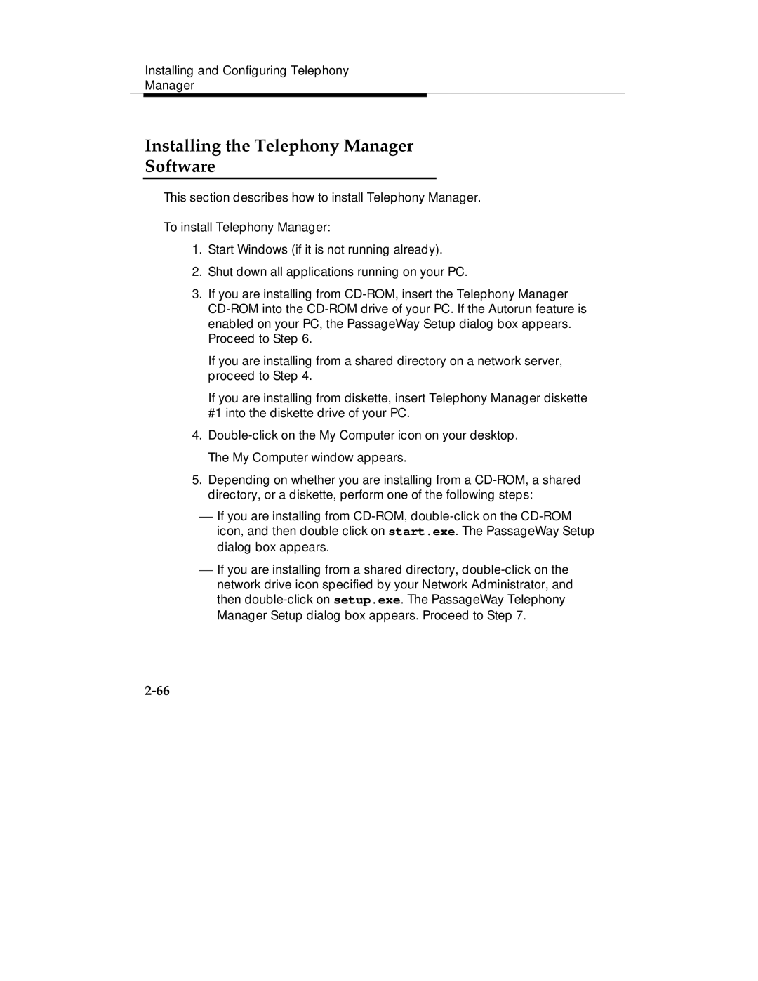 Lucent Technologies Comcode 108239393 manual Installing the Telephony Manager Software 