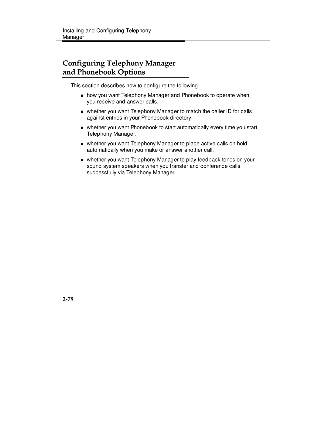 Lucent Technologies Comcode 108239393 manual Configuring Telephony Manager Phonebook Options 