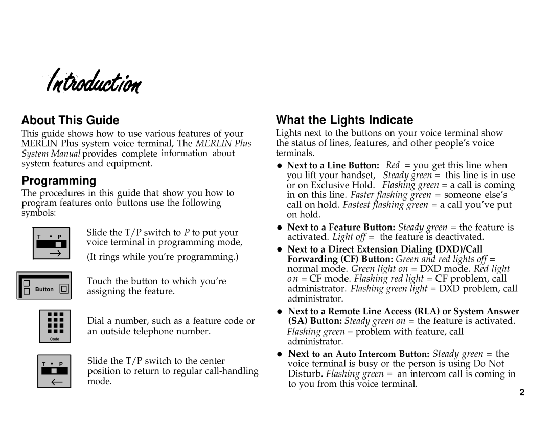 Lucent Technologies Communications System manual About This Guide, Programming, What the Lights Indicate 