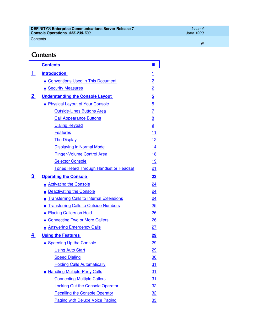 Lucent Technologies Enterprise Communications Server manual Contents 