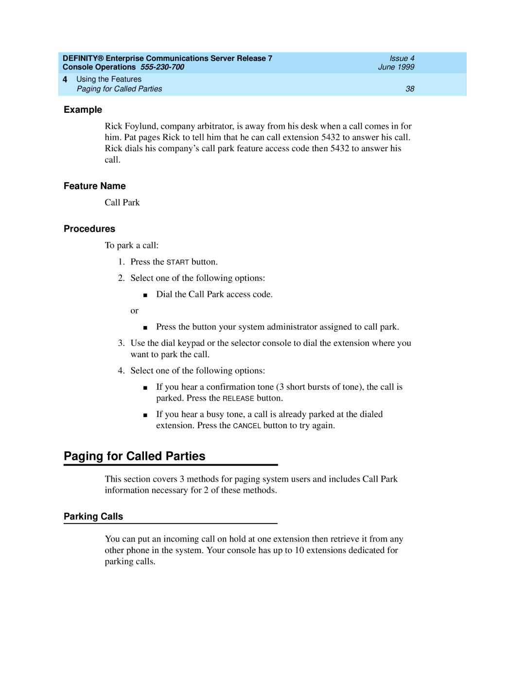 Lucent Technologies Enterprise Communications Server manual Paging for Called Parties 