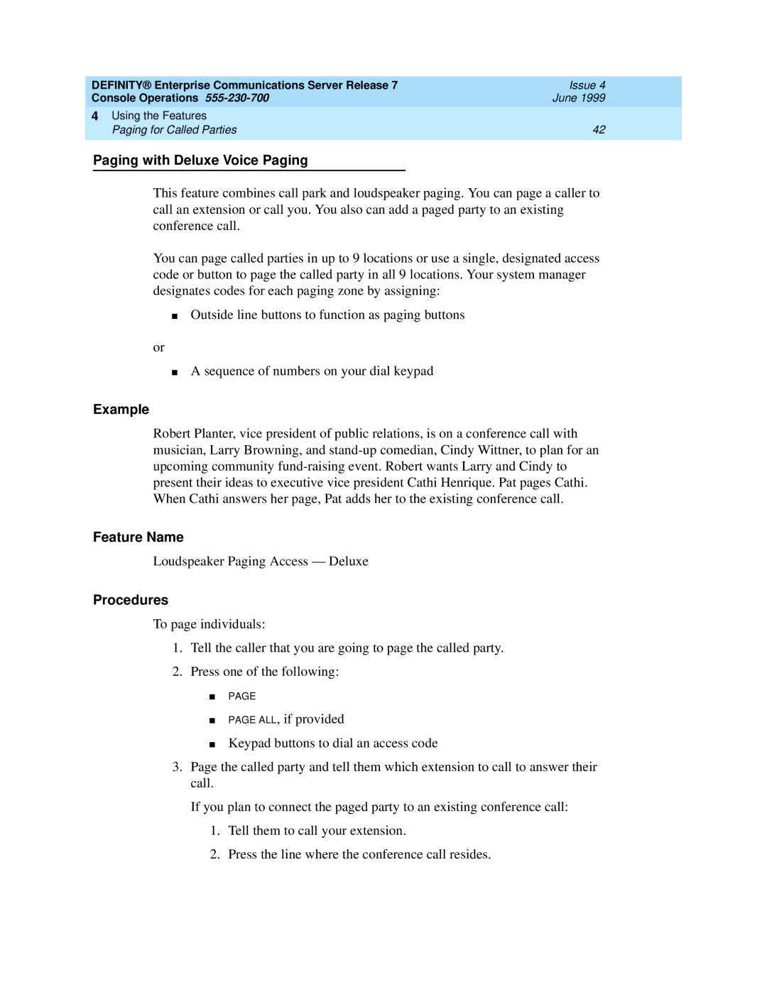 Lucent Technologies Enterprise Communications Server manual Paging with Deluxe Voice Paging 