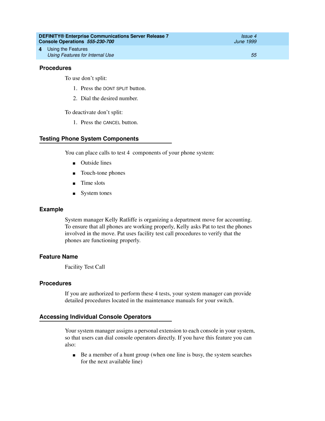 Lucent Technologies Enterprise Communications Server manual Testing Phone System Components 