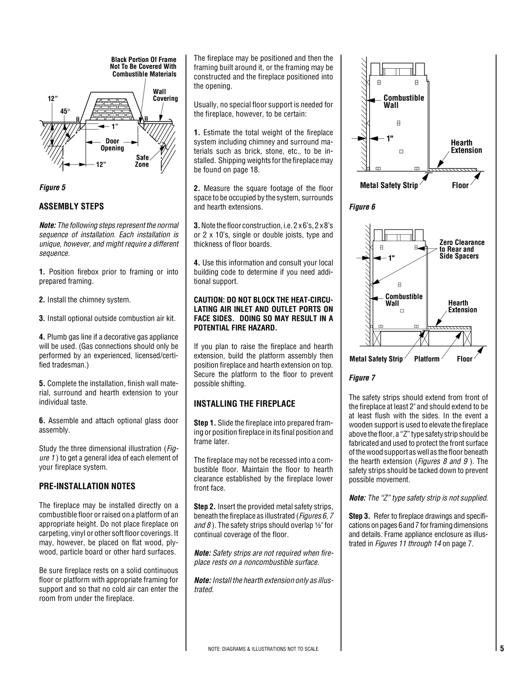 Lucent Technologies EST-48 Assembly Steps, PRE-INSTALLATION Notes, Installing the Fireplace, Combustible Wall Hearth 