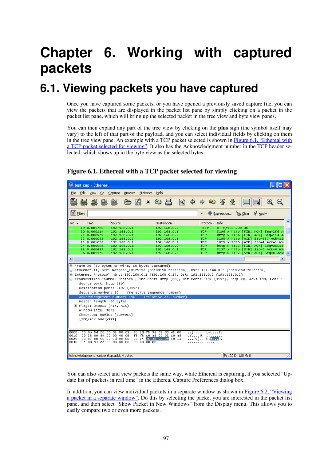 Lucent Technologies Ethereal manual Working with captured packets, Viewing packets you have captured 