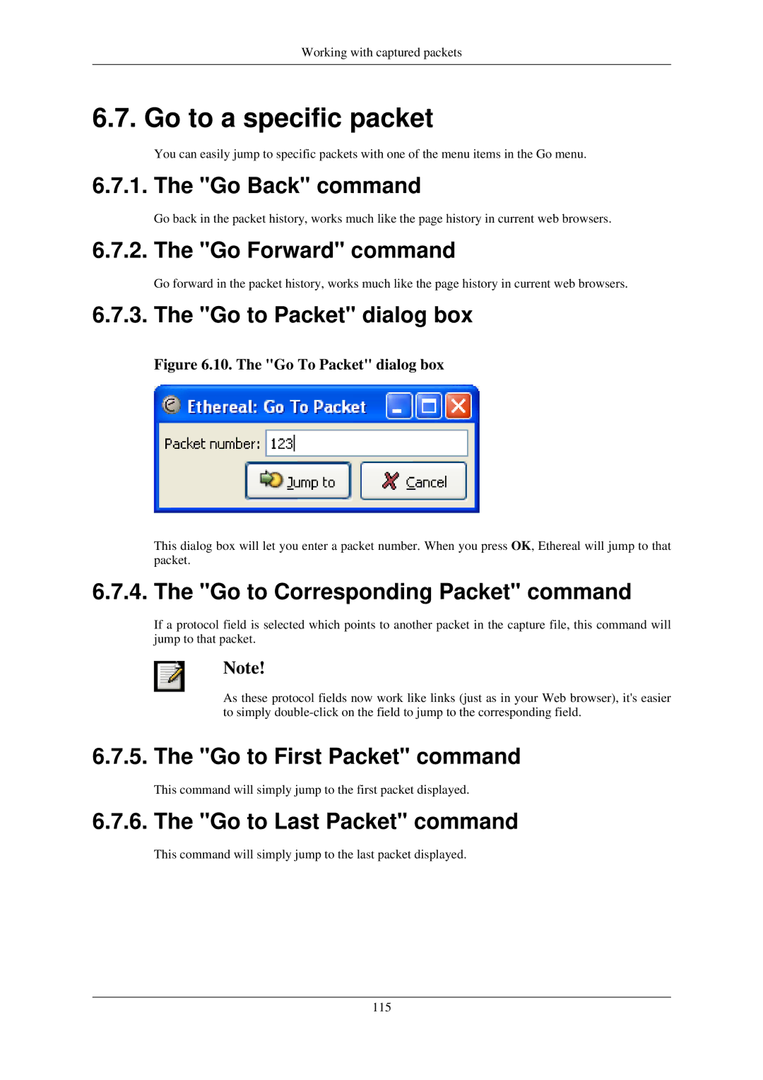 Lucent Technologies Ethereal manual Go to a specific packet 