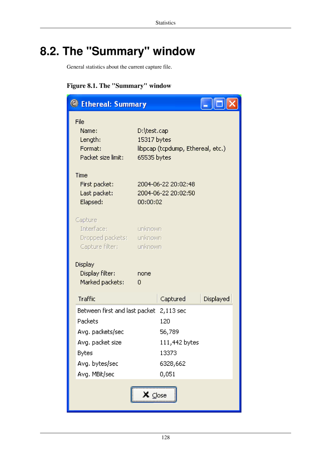 Lucent Technologies Ethereal manual Summary window 