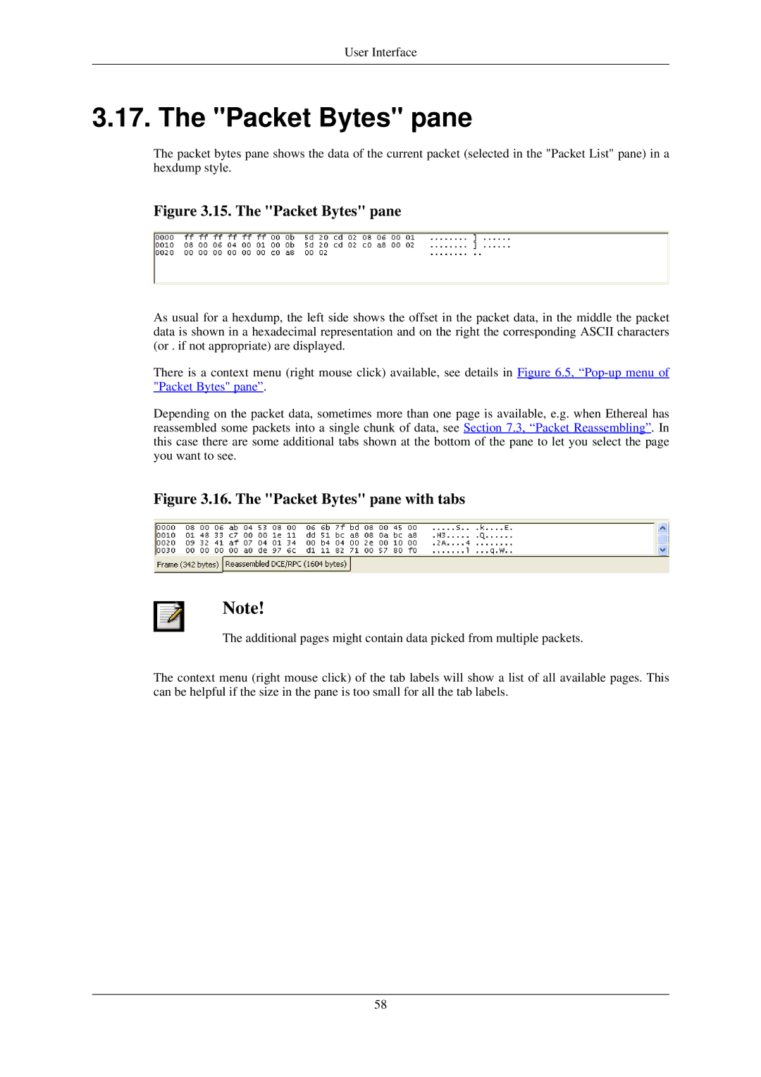 Lucent Technologies Ethereal manual The Packet Bytes pane 