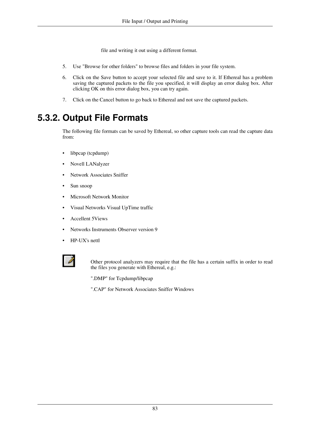 Lucent Technologies Ethereal manual Output File Formats 