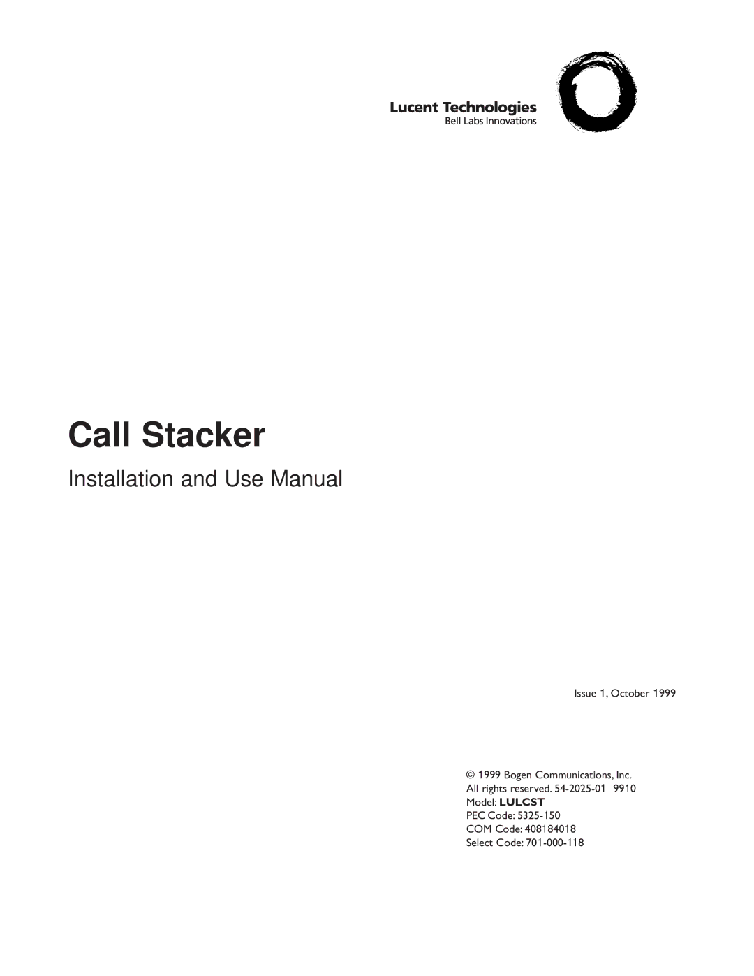 Lucent Technologies LULCST manual Call Stacker 