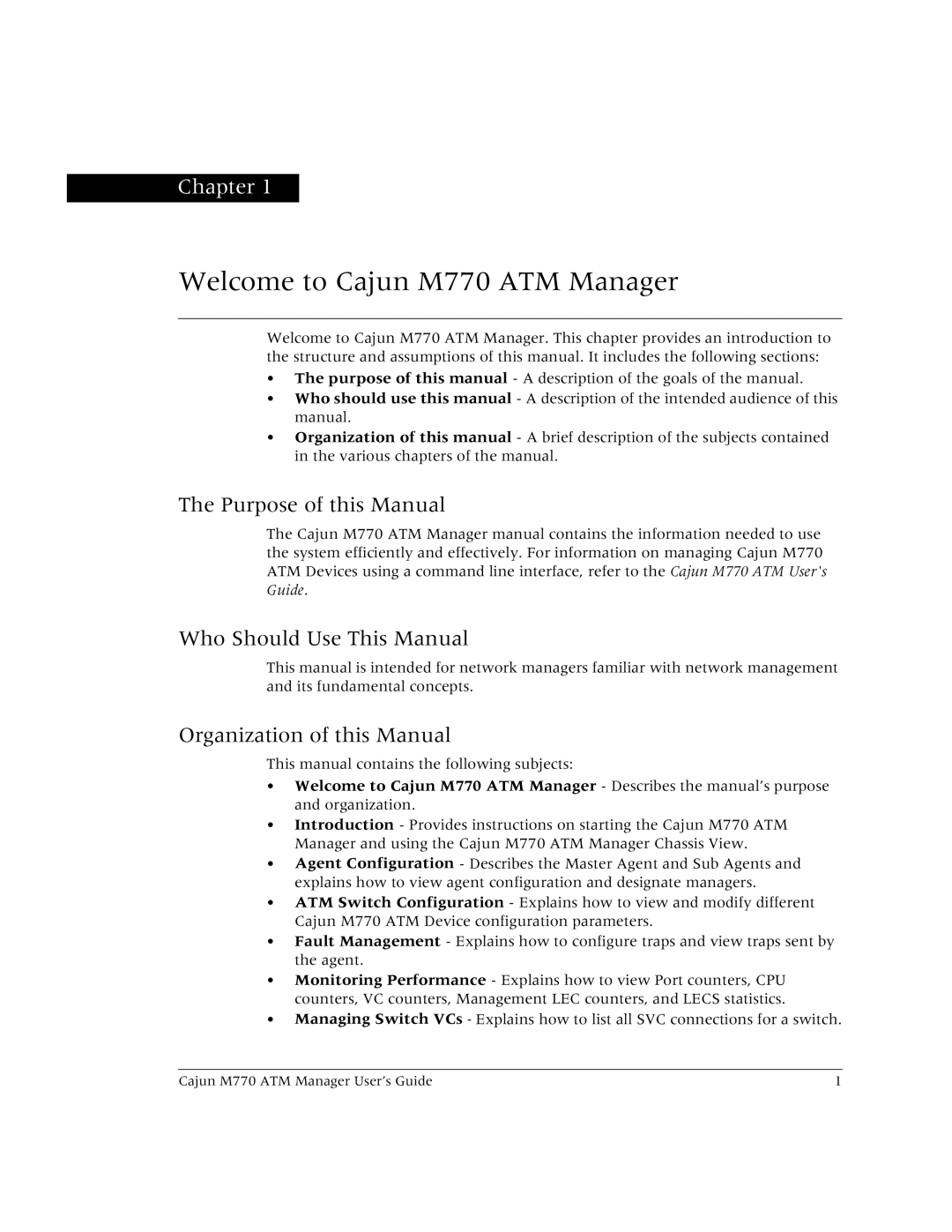 Lucent Technologies manual Welcome to Cajun M770 ATM Manager, Purpose of this Manual, Who Should Use This Manual 