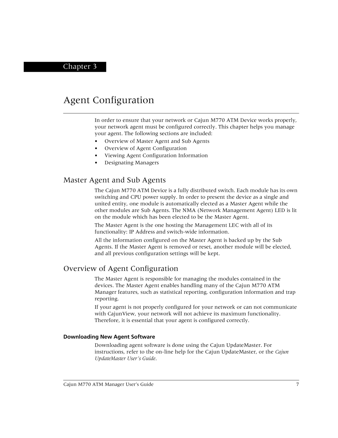 Lucent Technologies M770 Master Agent and Sub Agents, Overview of Agent Configuration, Downloading New Agent Software 