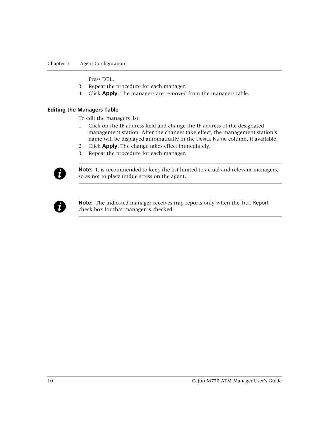 Lucent Technologies M770 manual Editing the Managers Table 