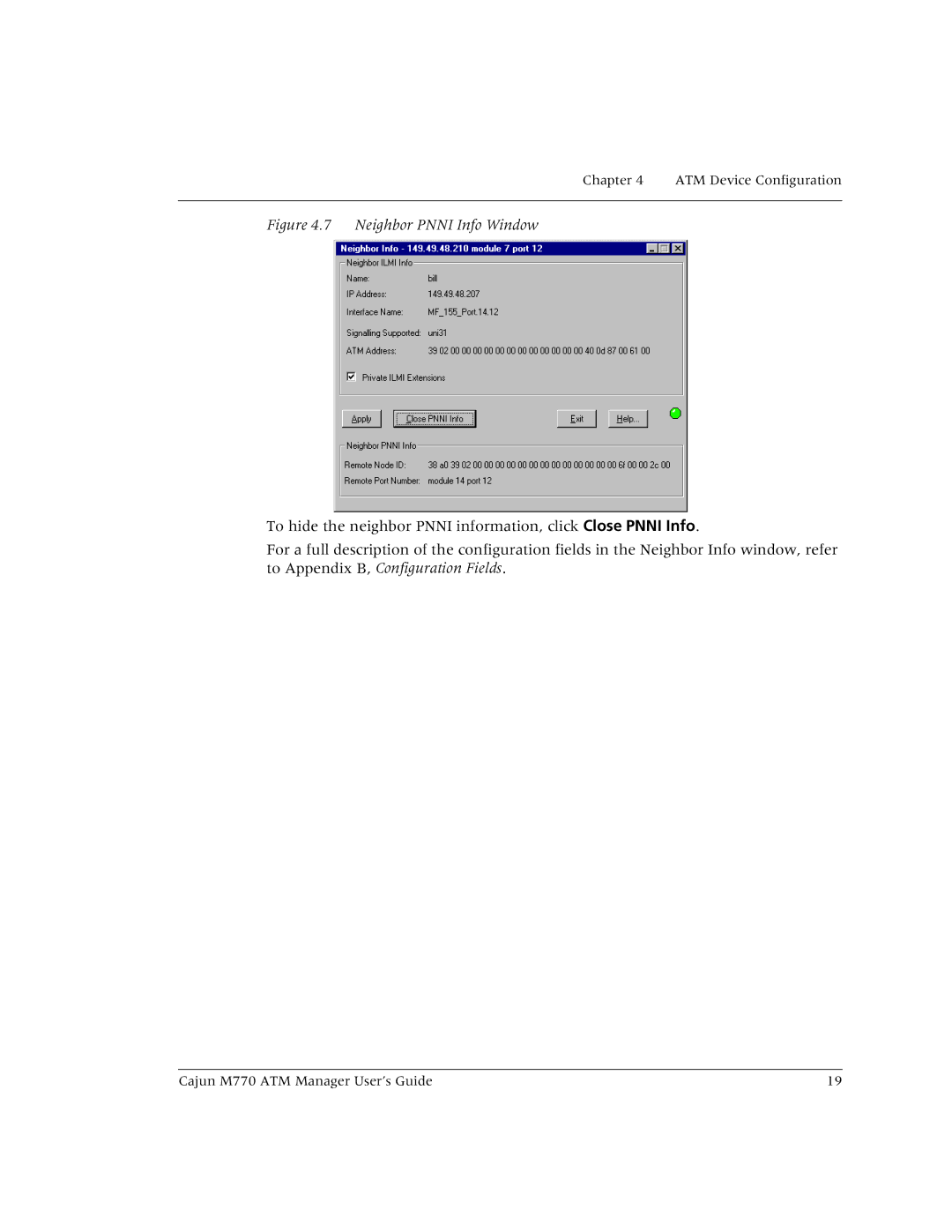 Lucent Technologies M770 manual Neighbor Pnni Info Window 