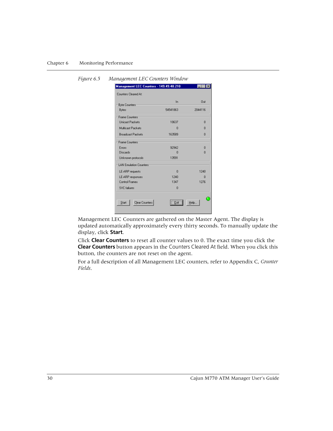 Lucent Technologies M770 manual Management LEC Counters Window 