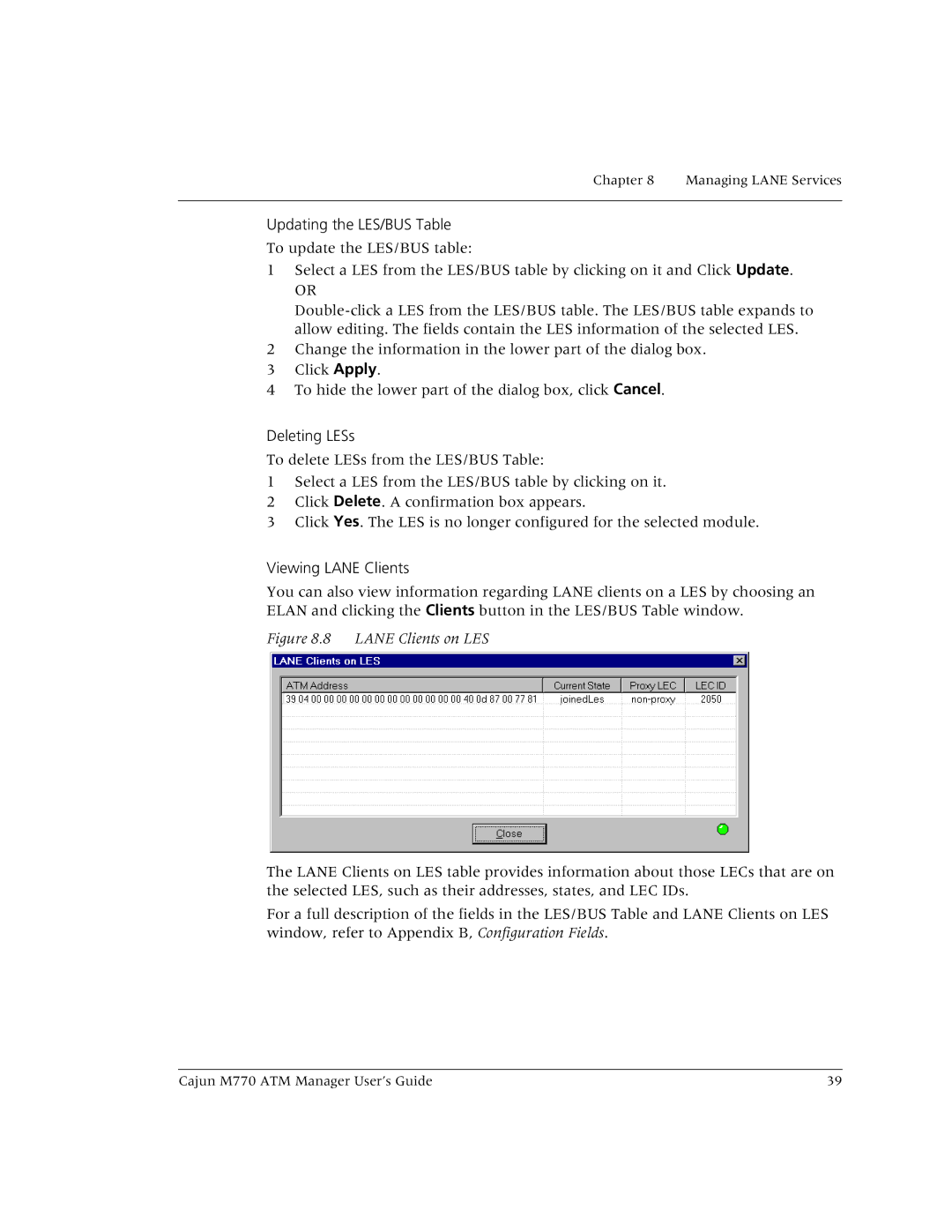 Lucent Technologies M770 manual Updating the LES/BUS Table 