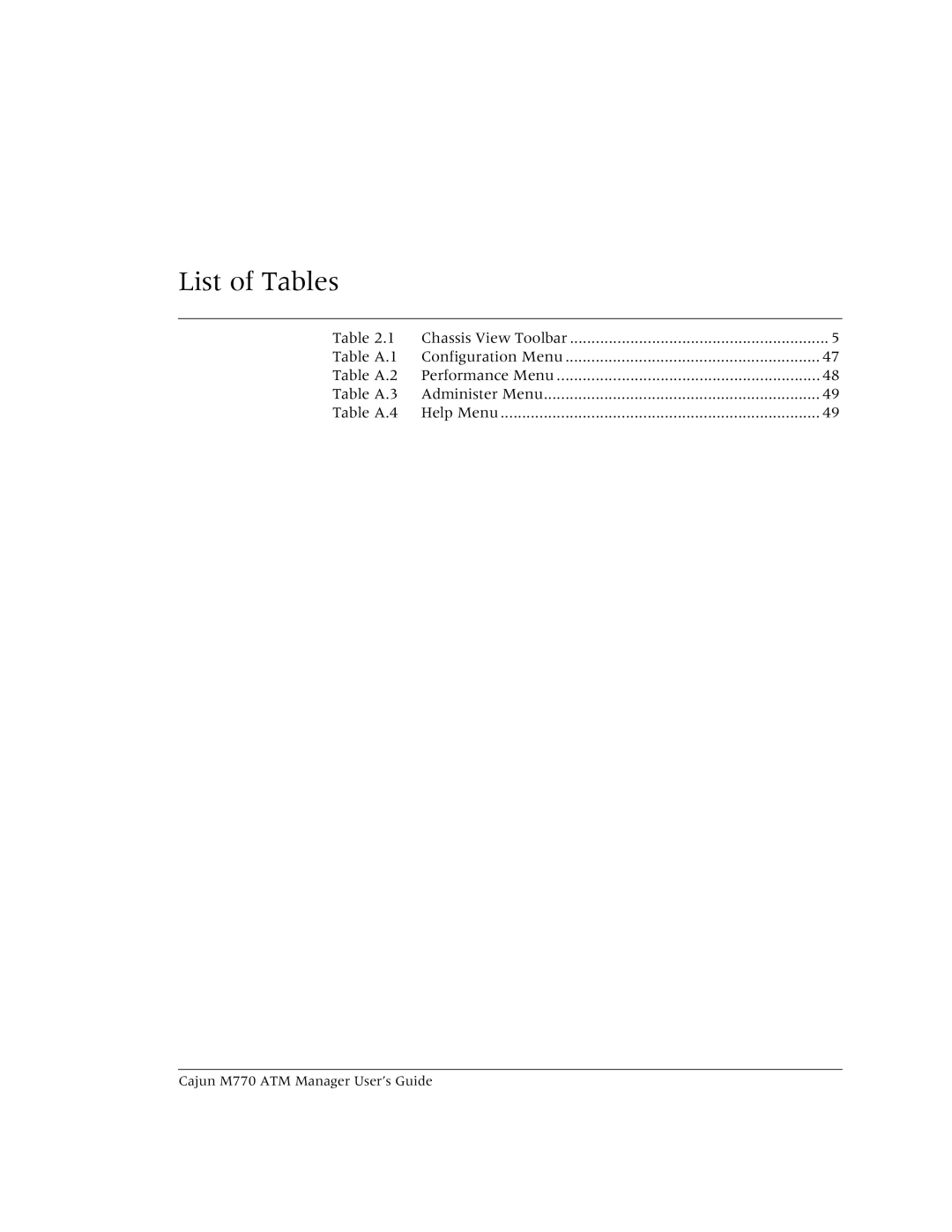 Lucent Technologies M770 manual List of Tables, Table A.4 