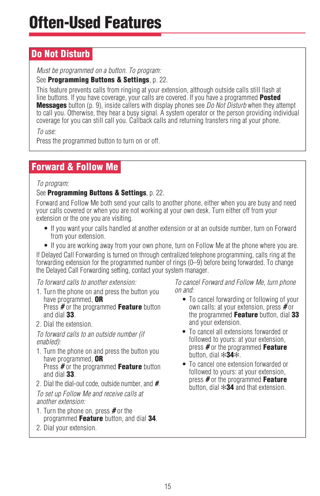 Lucent Technologies MDW 9000/9010, MDW 9010, MDC 9000 manual ÊDo Not DisturbÊ, ÊForward & Follow MeÊ 