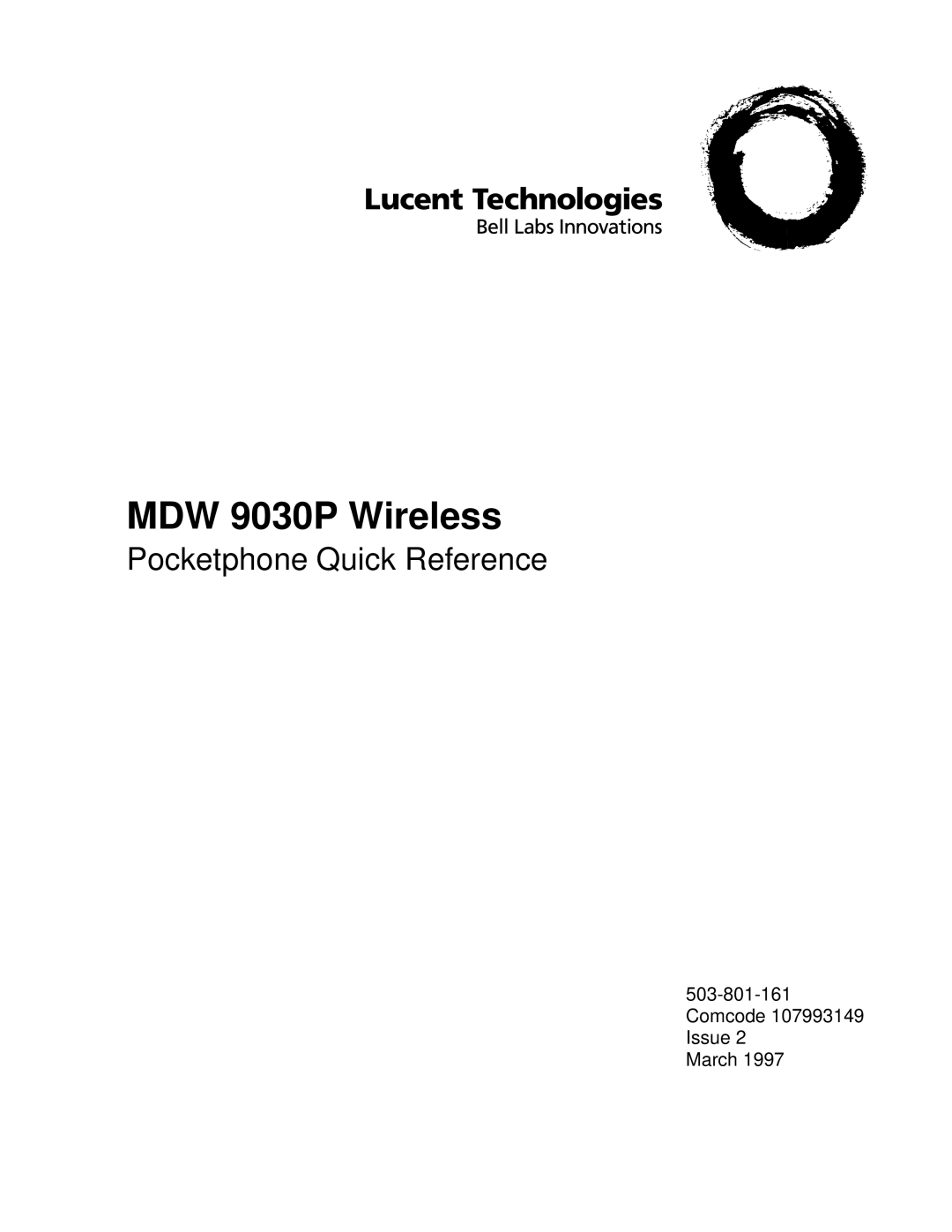 Lucent Technologies manual MDW 9030P Wireless 