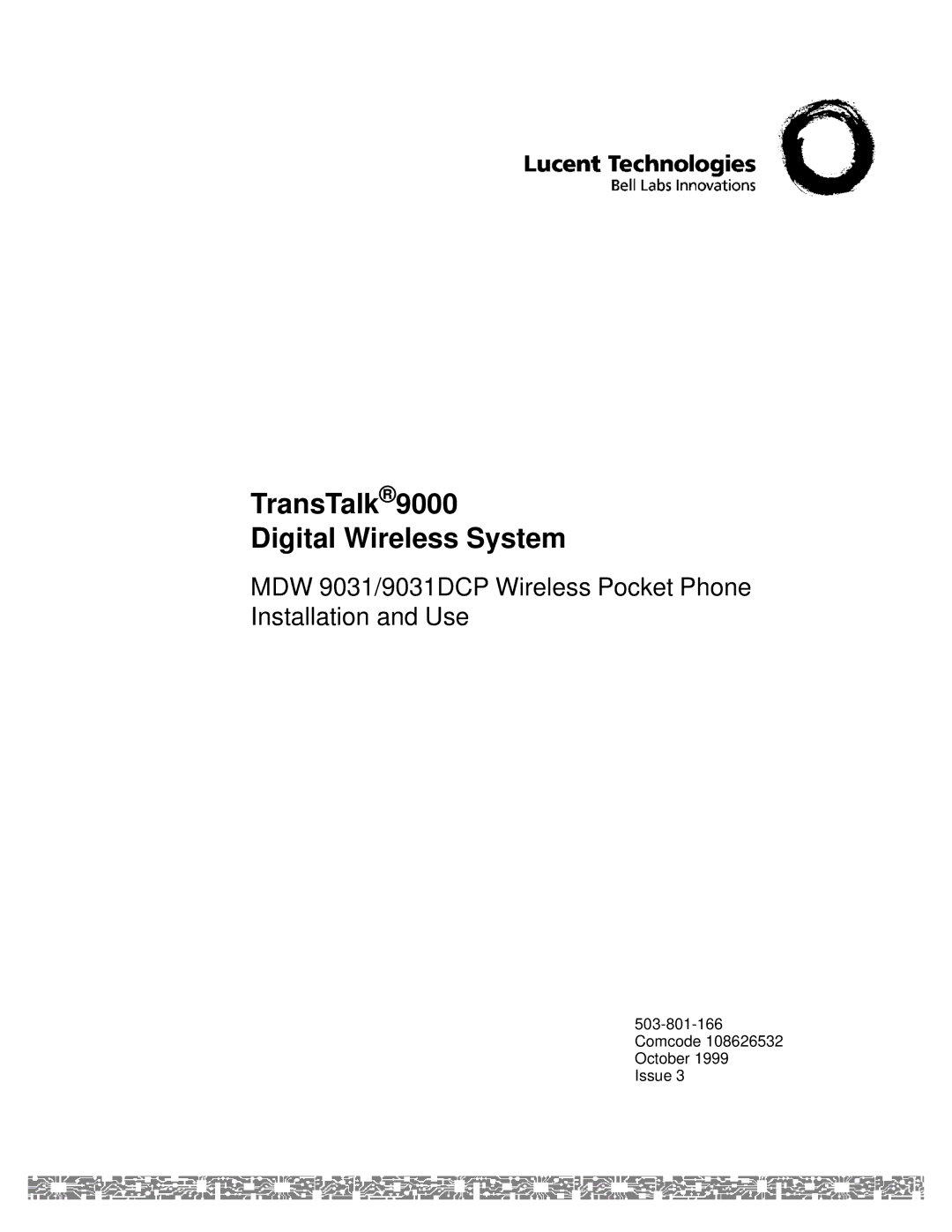 Lucent Technologies MDW 9031DCP manual TransTalk Digital Wireless System 