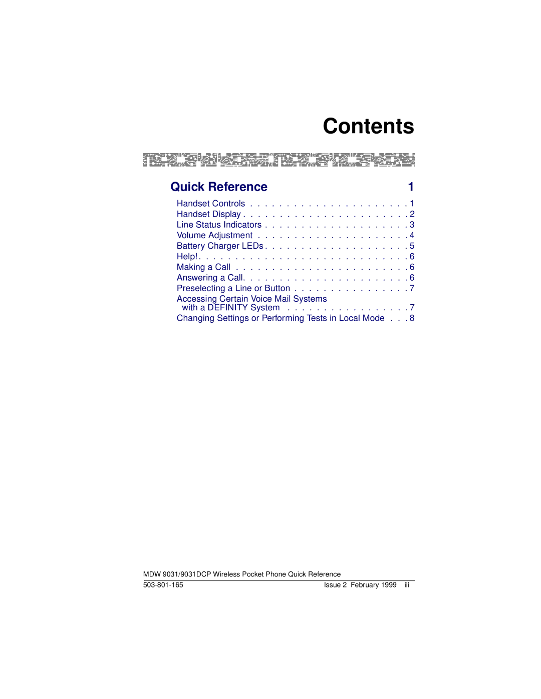 Lucent Technologies MDW 9031DCP manual Contents 