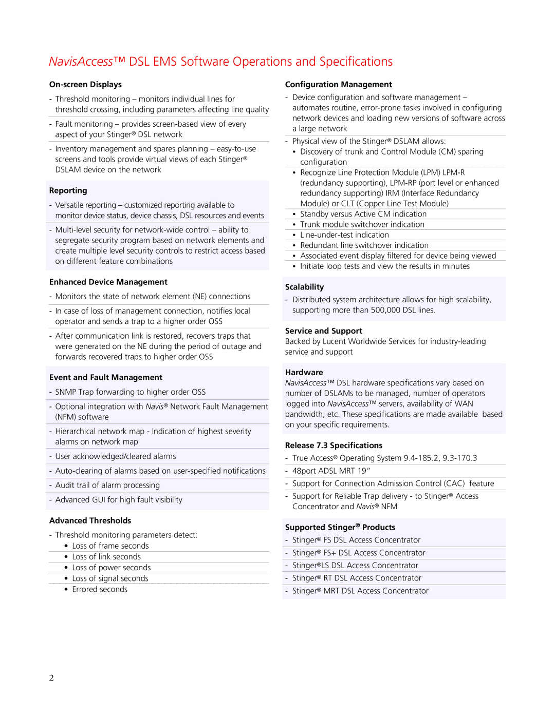 Lucent Technologies manual NavisAccess DSL EMS Software Operations and Specifications 