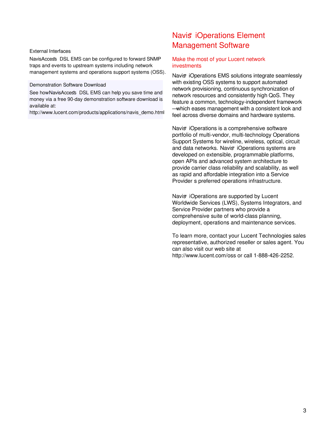 Lucent Technologies NavisAccess manual Navis iOperations Element Management Software, External Interfaces 