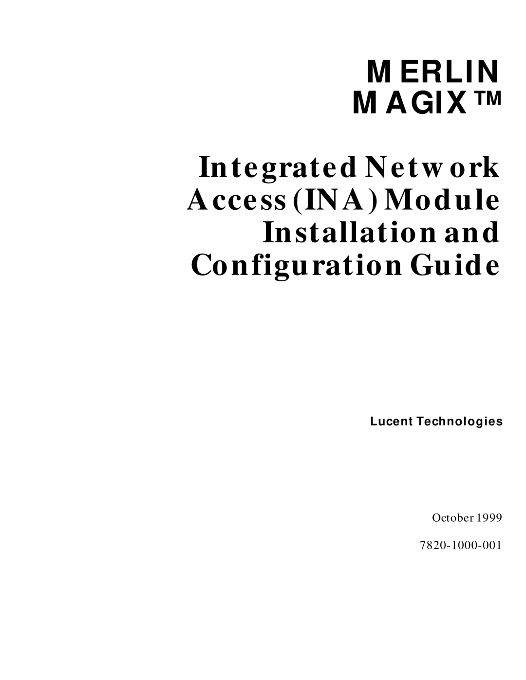 Lucent Technologies Network Access Module manual Merlin Magix 