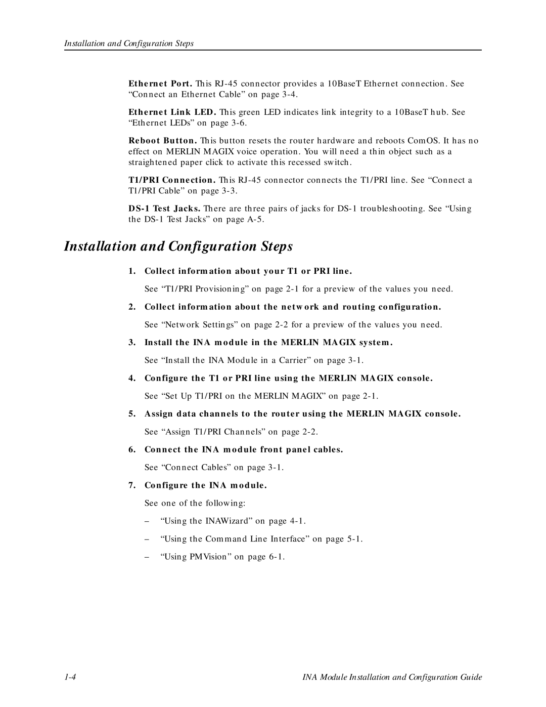 Lucent Technologies Network Access Module manual Installation and Configuration Steps 