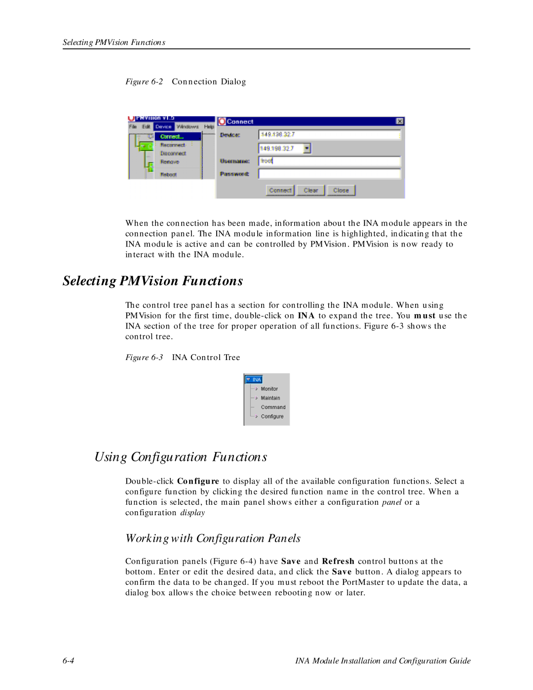 Lucent Technologies Network Access Module manual Selecting PMVision Functions, Using Configuration Functions 