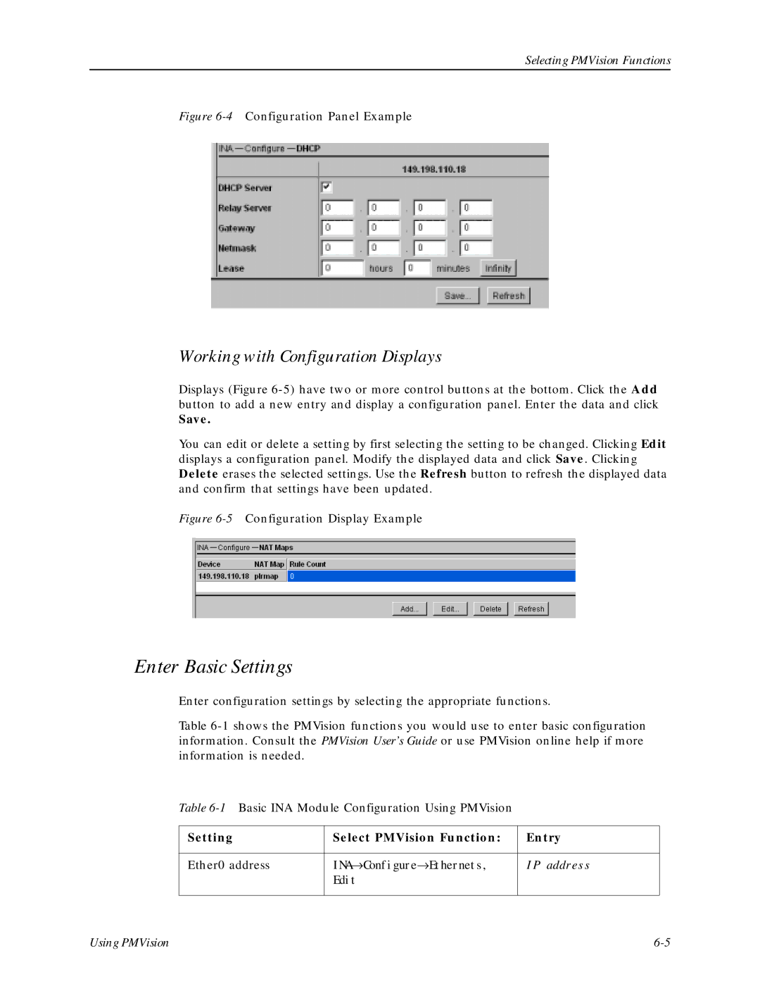 Lucent Technologies Network Access Module manual Enter Basic Settings, Working with Configuration Displays, Save, Edit 