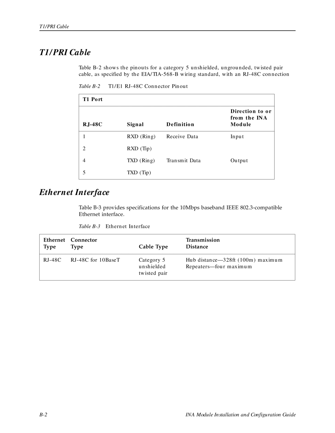 Lucent Technologies Network Access Module manual T1/PRI Cable, Ethernet Interface 