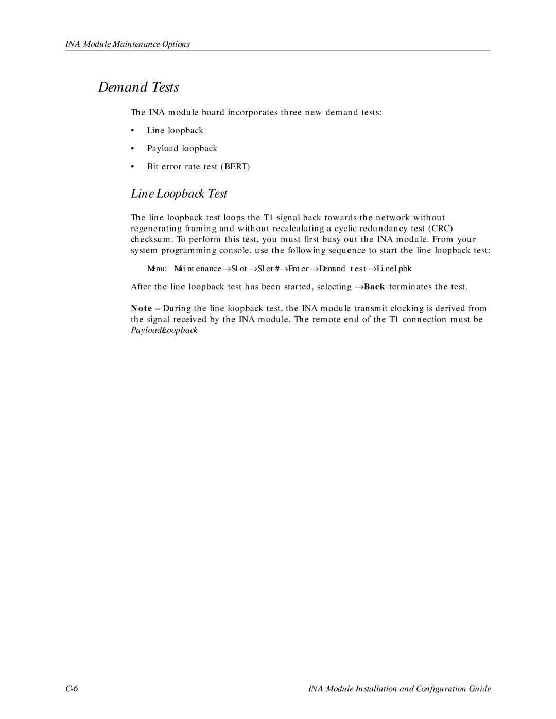 Lucent Technologies Network Access Module manual Demand Tests, Line Loopback Test 