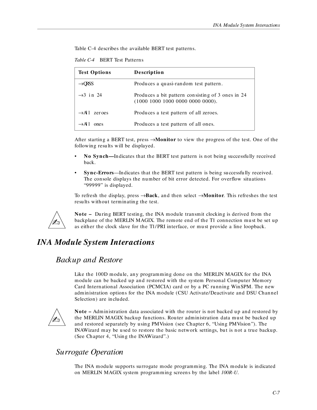 Lucent Technologies Network Access Module manual INA Module System Interactions, Backup and Restore, Surrogate Operation 