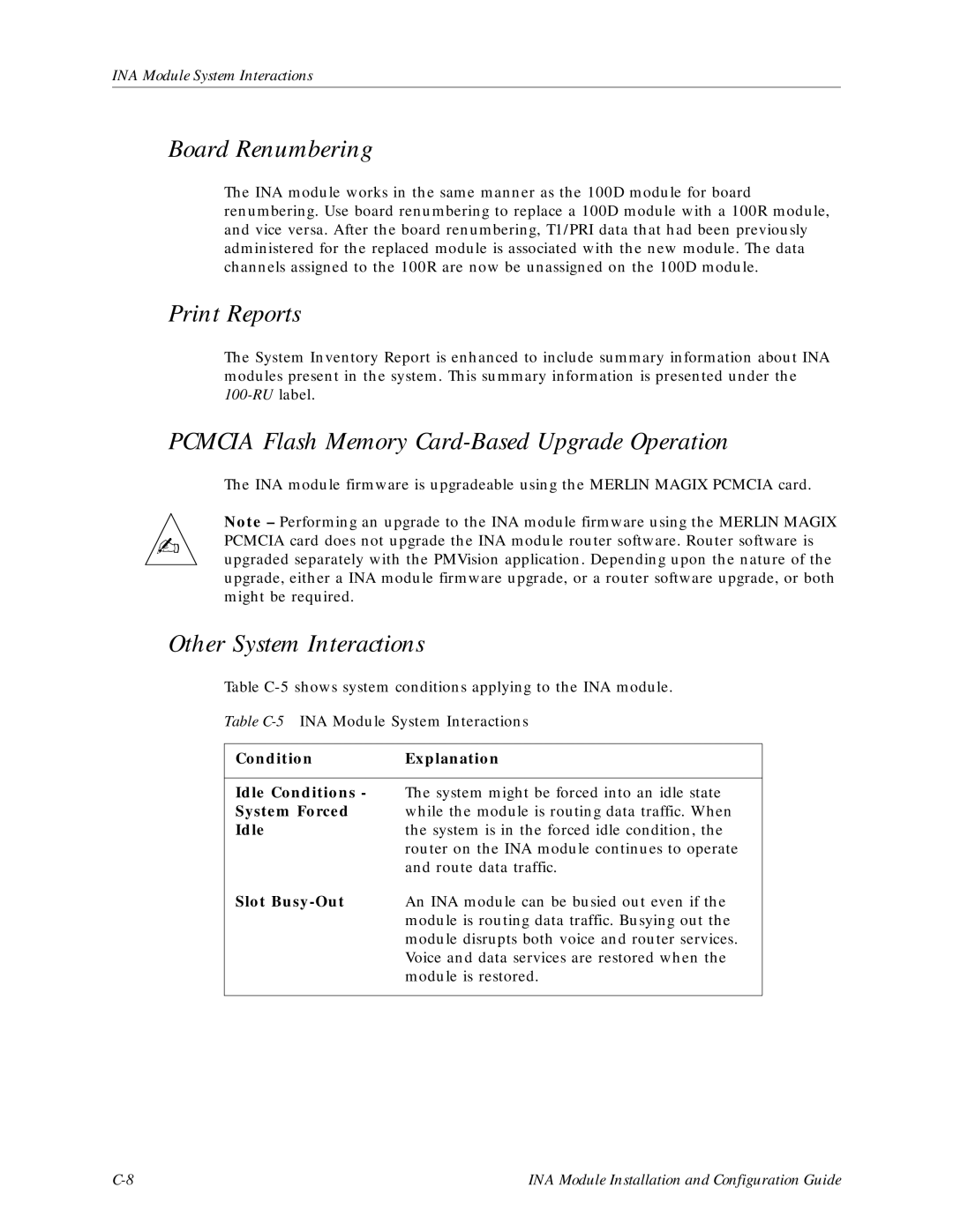 Lucent Technologies Network Access Module manual Board Renumbering, Print Reports, Other System Interactions 