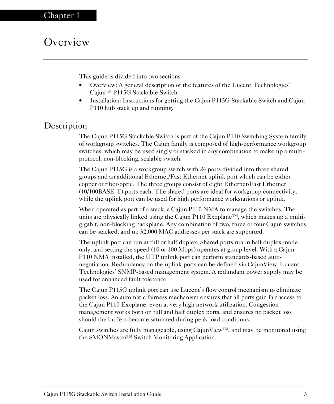 Lucent Technologies P115G manual Overview, Description 