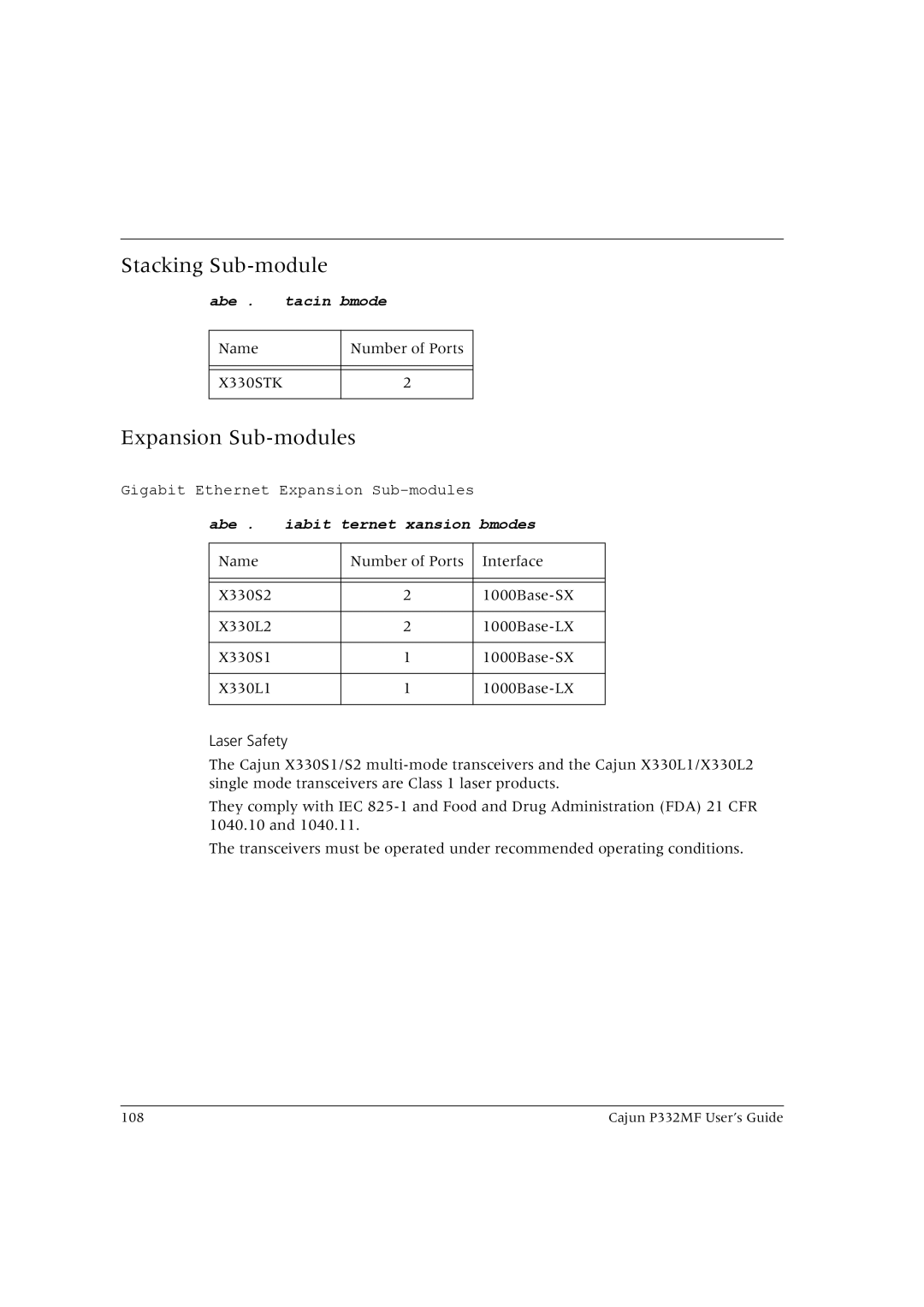 Lucent Technologies P332MF manual Stacking Sub-module, Gigabit Ethernet Expansion Sub-modules 