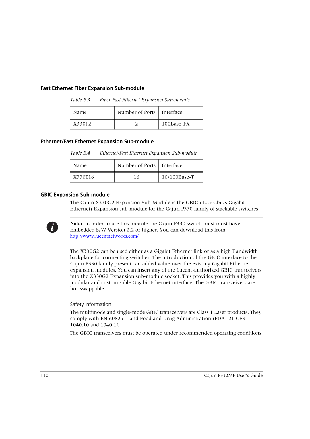 Lucent Technologies P332MF manual Fast Ethernet Fiber Expansion Sub-module, Ethernet/Fast Ethernet Expansion Sub-module 