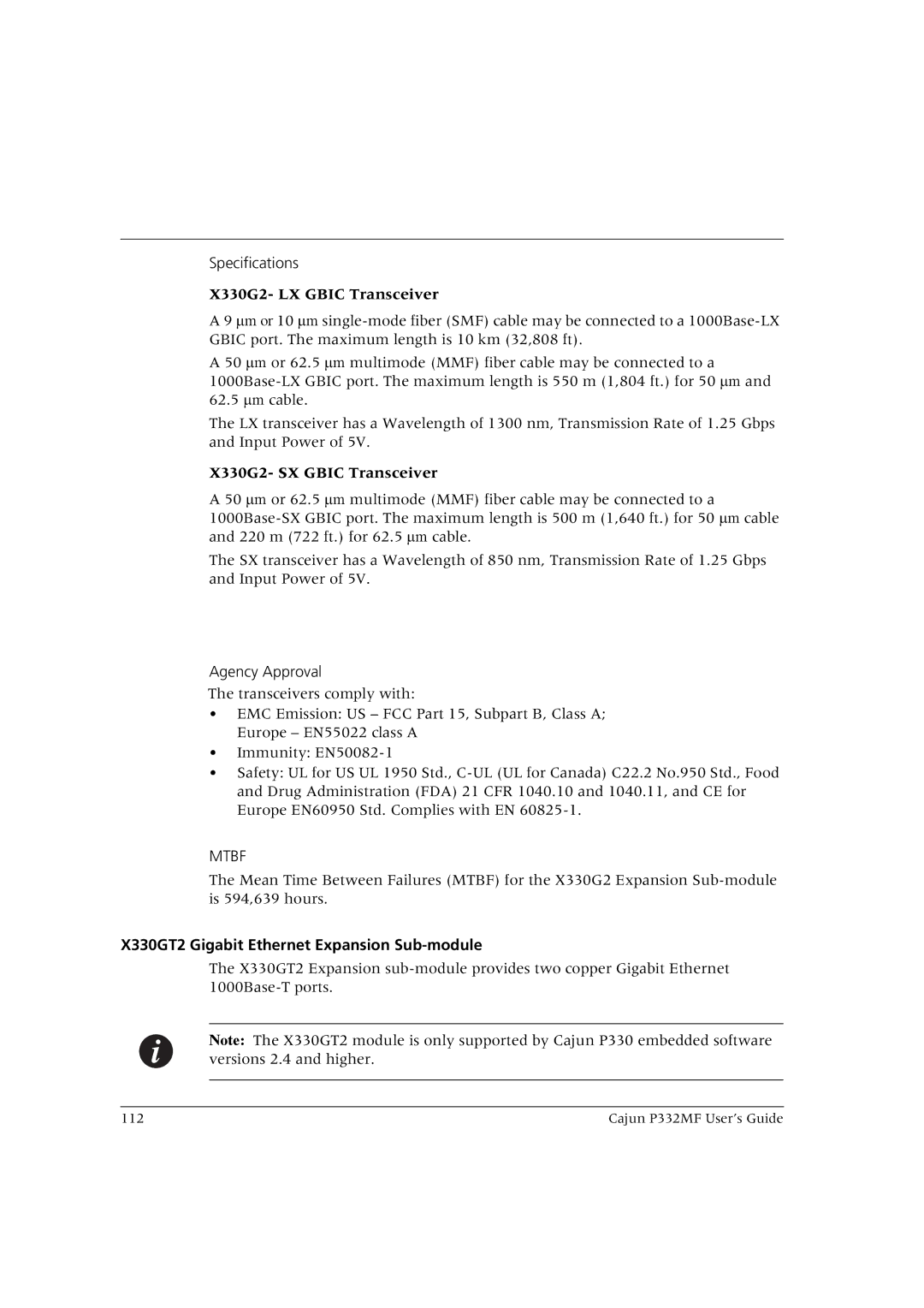 Lucent Technologies P332MF manual X330G2- LX Gbic Transceiver, X330GT2 Gigabit Ethernet Expansion Sub-module 