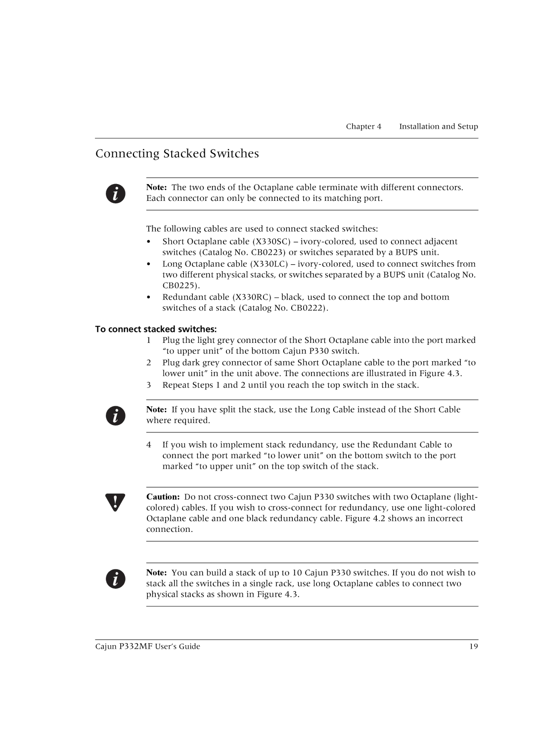 Lucent Technologies P332MF manual Connecting Stacked Switches, To connect stacked switches 