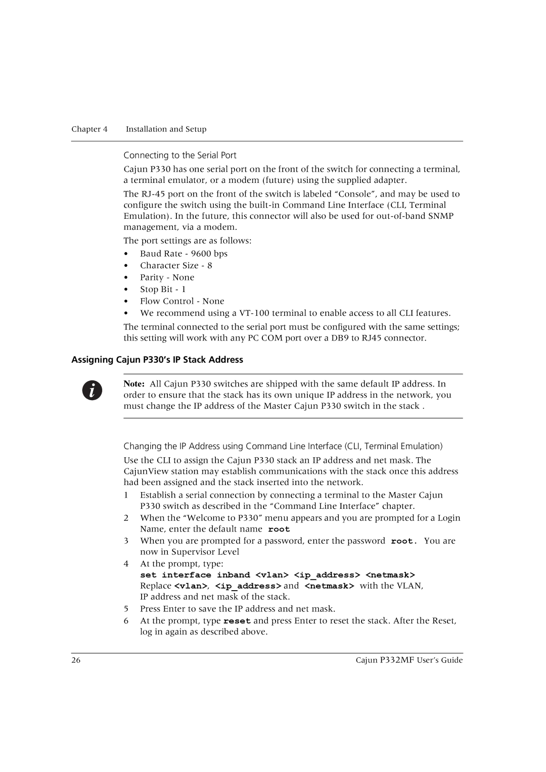 Lucent Technologies P332MF manual Connecting to the Serial Port, Assigning Cajun P330’s IP Stack Address 