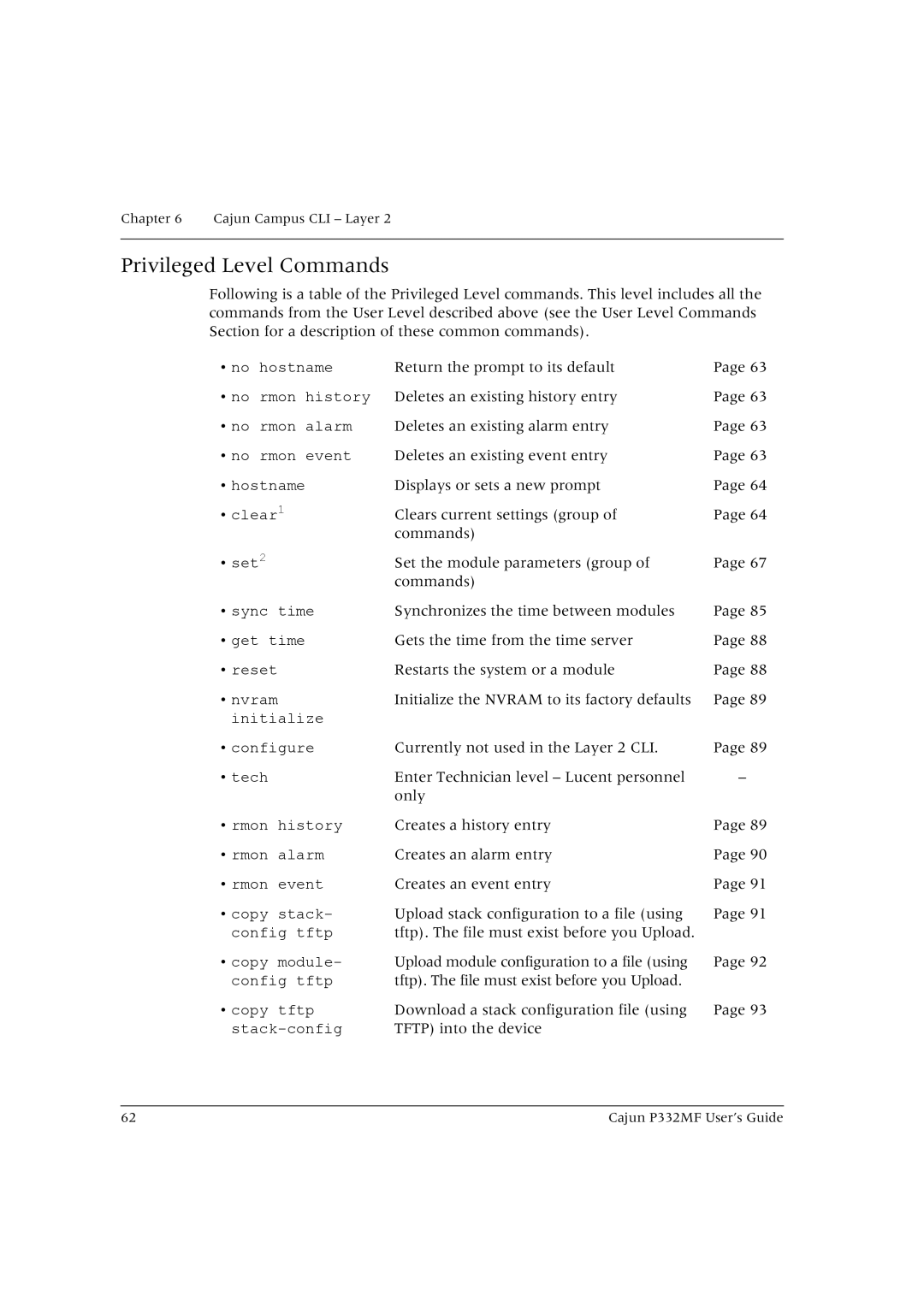 Lucent Technologies P332MF manual Privileged Level Commands 