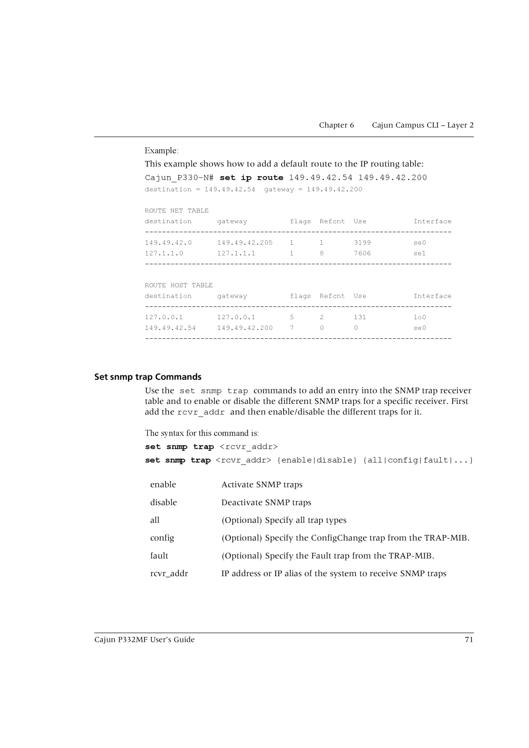 Lucent Technologies P332MF manual Set snmp trap Commands, Set snmp trap rcvraddr 