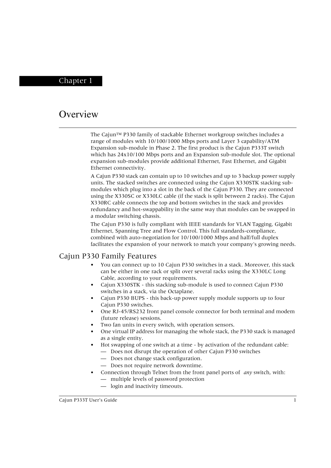 Lucent Technologies P333T manual Overview, Cajun P330 Family Features 