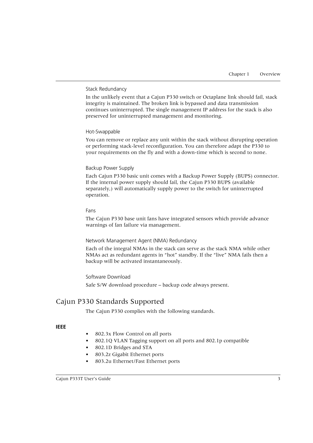 Lucent Technologies P333T manual Cajun P330 Standards Supported 