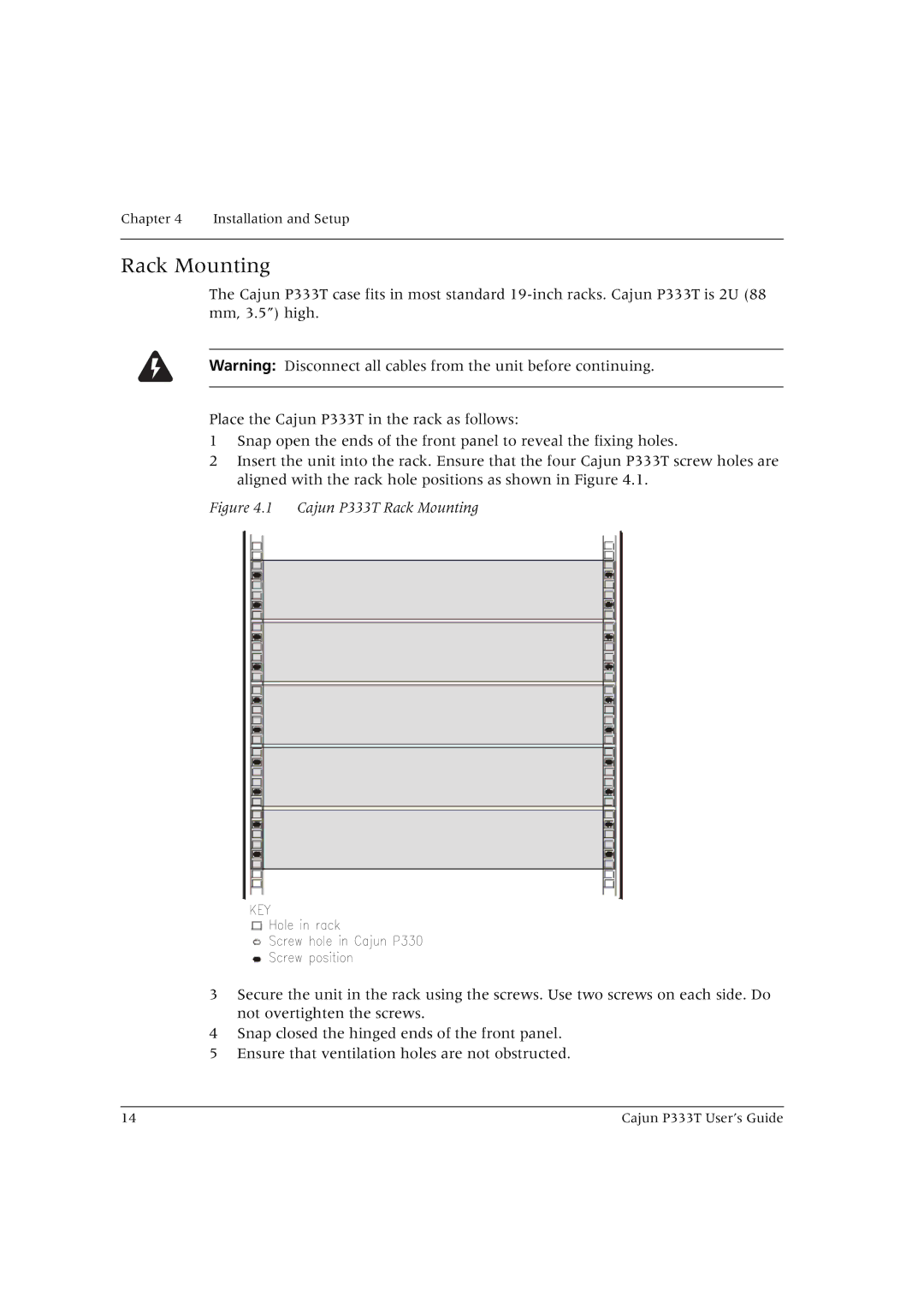 Lucent Technologies manual Cajun P333T Rack Mounting 