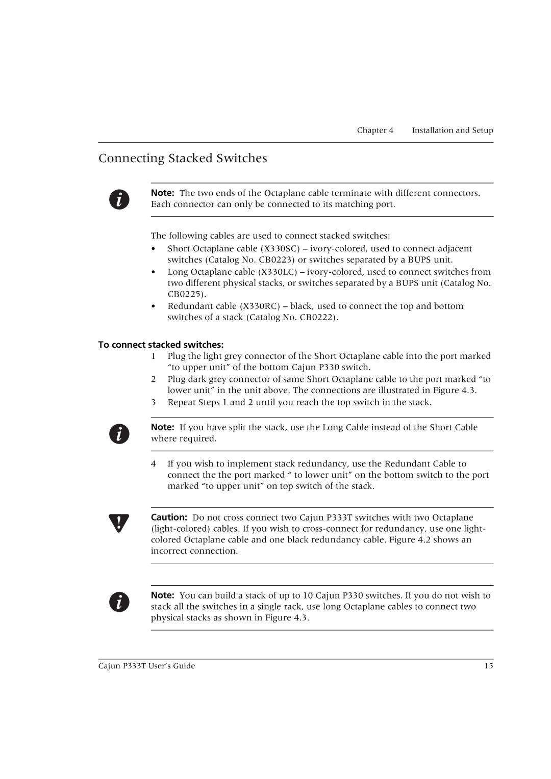 Lucent Technologies P333T manual Connecting Stacked Switches, To connect stacked switches 